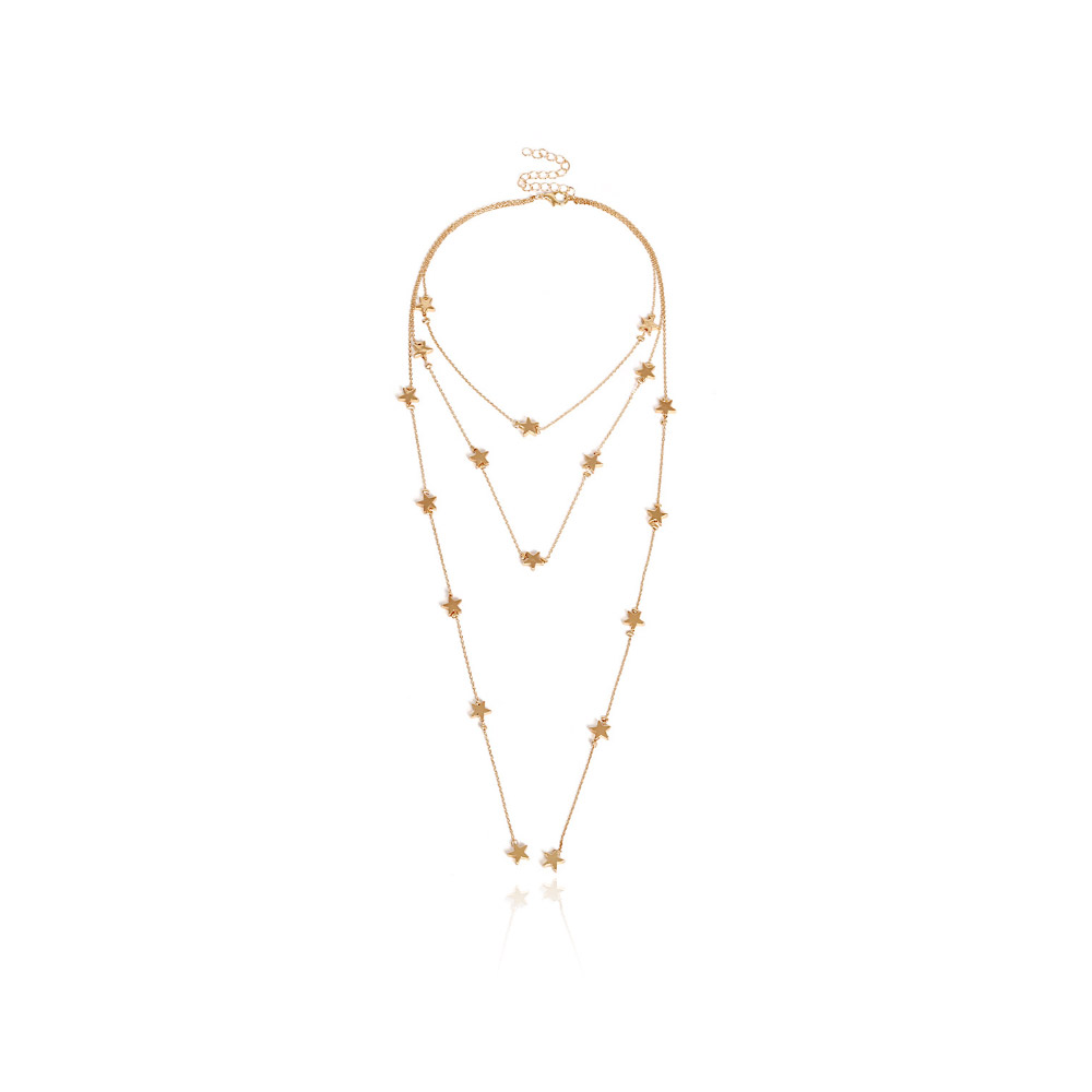 Multi-layer Gold Tone Star Necklace